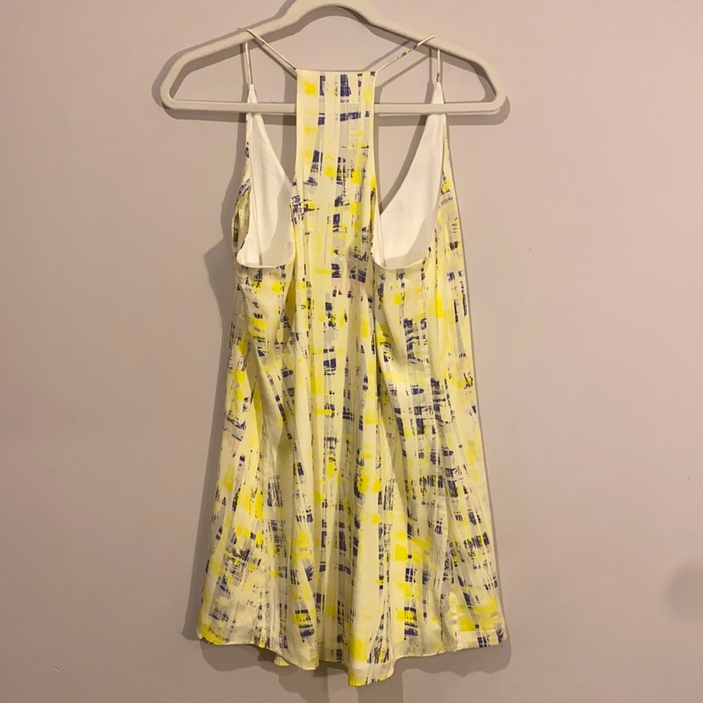 White & Yellow Mini Wrap Summer Dress - Picture 2 of 7
